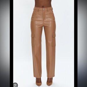 Pistola Tan Camel Cargo Leather Pants 25